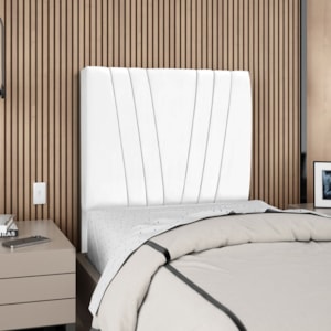 Cabeceira Solteiro 90 cm Com Frame Belgica Suede Branco Artte