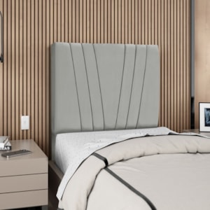 Cabeceira Solteiro 90 cm Com Frame Belgica Suede Cinza Claro Artte