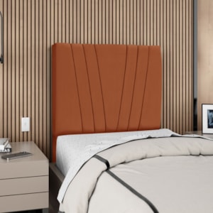 Cabeceira Solteiro 90 cm Com Frame Belgica Suede Terracota Artte