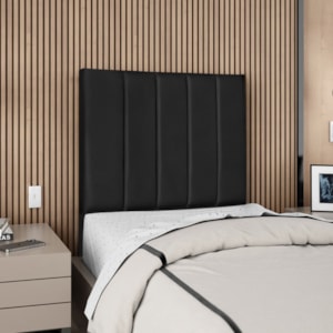Cabeceira Solteiro 90 cm Com Frame Carla Corino Preto Artte