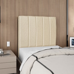 Cabeceira Solteiro 90 cm Com Frame Carla Linho Bege Artte
