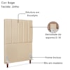 Cabeceira Solteiro 90 cm Com Frame Carla Linho Bege Artte