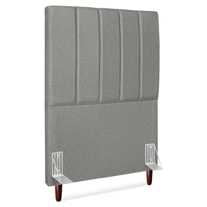Cabeceira Solteiro 90 cm Com Frame Carla Linho Cinza Escuro Artte