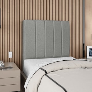 Cabeceira Solteiro 90 cm Com Frame Carla Linho Cinza Escuro Artte