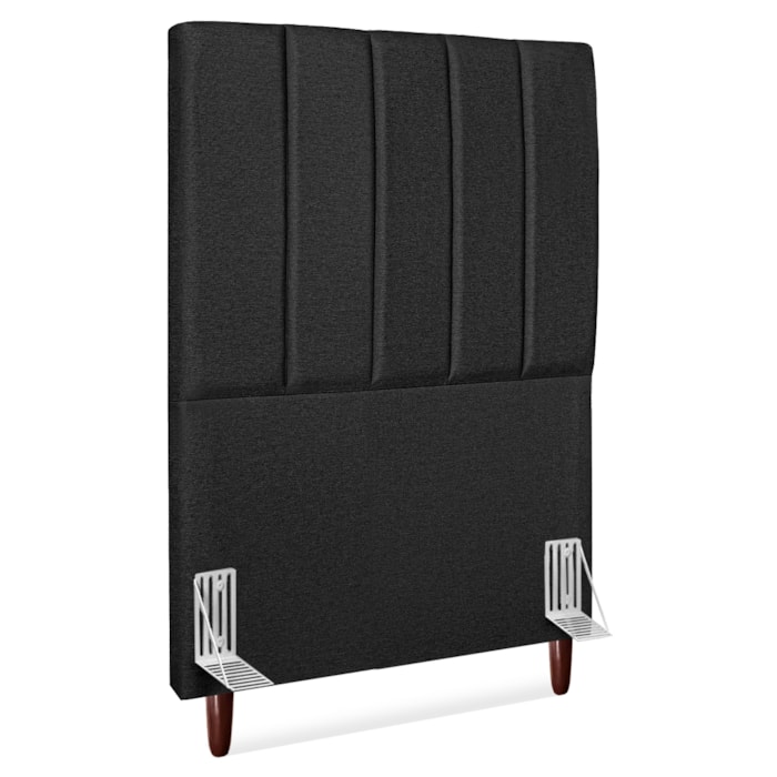 Cabeceira Solteiro 90 cm Com Frame Carla Linho Preto Artte