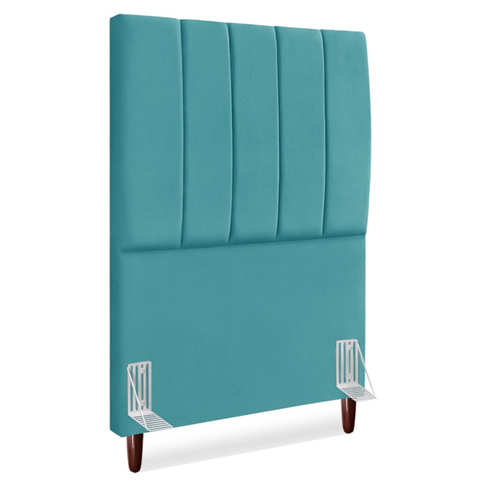 Cabeceira Solteiro 90 cm Com Frame Carla Suede Azul Turquesa Artte