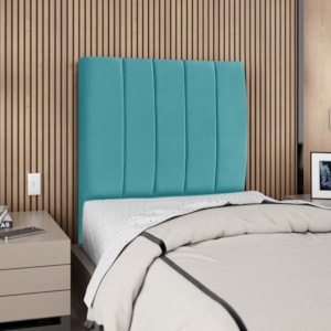 Cabeceira Solteiro 90 cm Com Frame Carla Suede Azul Turquesa Artte