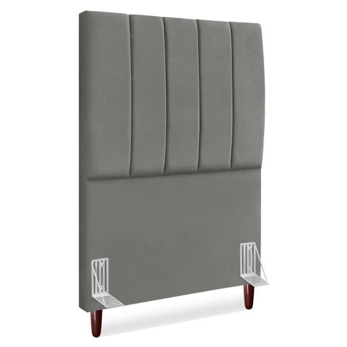 Cabeceira Solteiro 90 cm Com Frame Carla Suede Cinza Artte