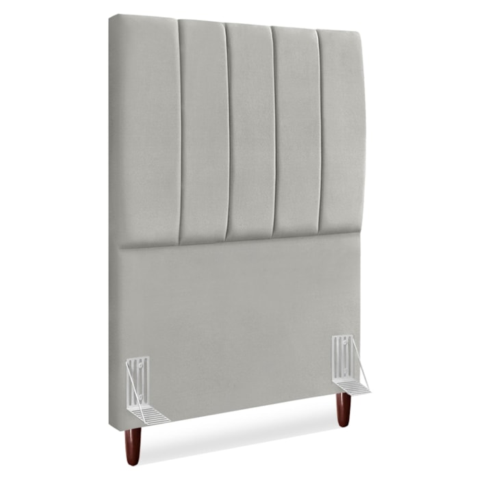 Cabeceira Solteiro 90 cm Com Frame Carla Suede Cinza Claro Artte