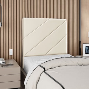 Cabeceira Solteiro 90 cm Com Frame Cristal Corino Bege Artte