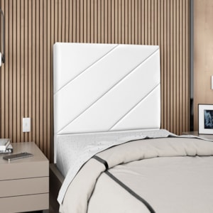 Cabeceira Solteiro 90 cm Com Frame Cristal Corino Branco Artte