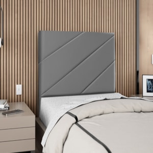 Cabeceira Solteiro 90 cm Com Frame Cristal Corino Cinza Artte