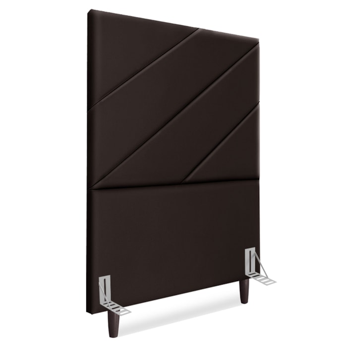 Cabeceira Solteiro 90 cm Com Frame Cristal Corino Marrom Artte