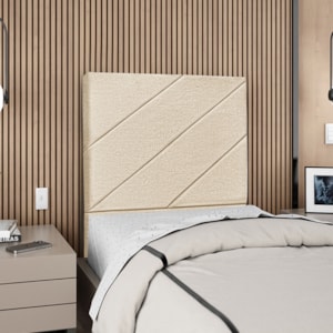 Cabeceira Solteiro 90 cm Com Frame Cristal Linho Bege Artte