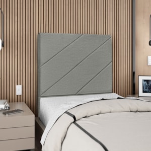 Cabeceira Solteiro 90 cm Com Frame Cristal Linho Cinza Escuro Artte