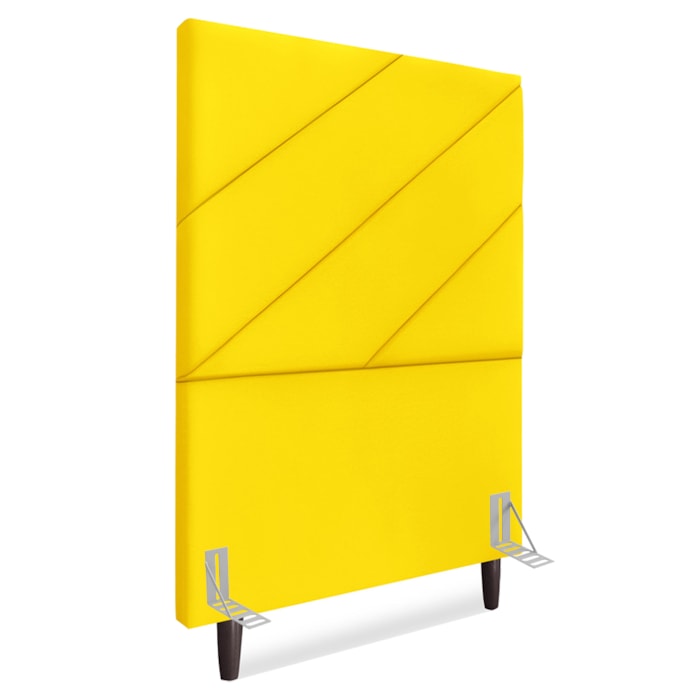 Cabeceira Solteiro 90 cm Com Frame Cristal Suede Amarelo Artte