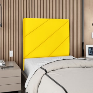 Cabeceira Solteiro 90 cm Com Frame Cristal Suede Amarelo Artte