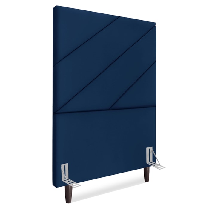 Cabeceira Solteiro 90 cm Com Frame Cristal Suede Azul Marinho Artte
