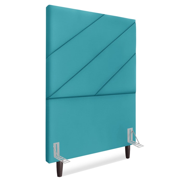 Cabeceira Solteiro 90 cm Com Frame Cristal Suede Azul Turquesa Artte