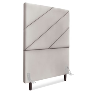Cabeceira Solteiro 90 cm Com Frame Cristal Suede Cinza Claro Artte