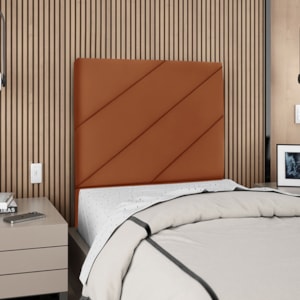 Cabeceira Solteiro 90 cm Com Frame Cristal Suede Terracota Artte