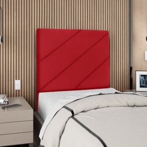 Cabeceira Solteiro 90 cm Com Frame Cristal Suede Vermelho Artte