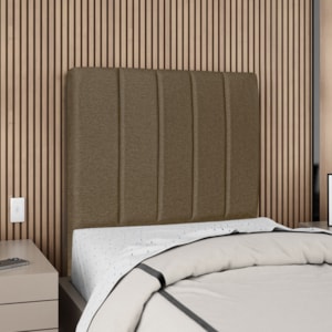 Cabeceira Solteiro 90 cm Com Frame Dalia Linho Marrom Artte