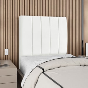 Cabeceira Solteiro 90 cm Com Frame Dalia Suede Branco Artte