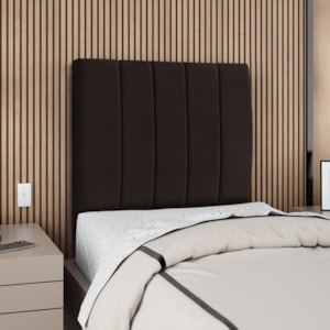 Cabeceira Solteiro 90 cm Com Frame Dalia Suede Marrom Artte