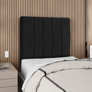 Cabeceira Solteiro 90 cm Com Frame Dalia Suede Preto Artte