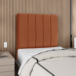 Cabeceira Solteiro 90 cm Com Frame Dalia Suede Terracota Artte