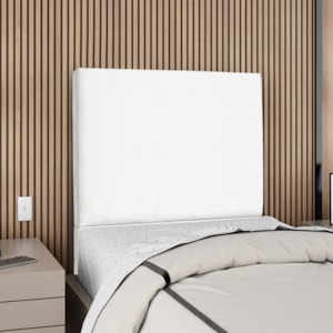 Cabeceira Solteiro 90 cm Com Frame Luna Suede Branco Artte