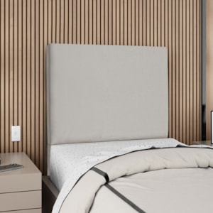 Cabeceira Solteiro 90 cm Com Frame Luna Suede Cinza Claro Artte