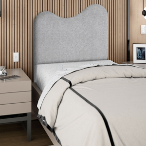 Cabeceira Solteiro 90 cm Com Frame Selena Boucle Cinza Artte