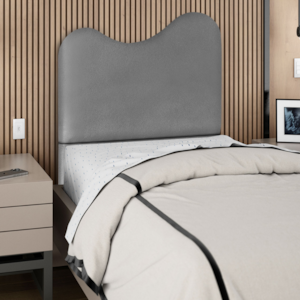 Cabeceira Solteiro 90 cm Com Frame Selena Corino Cinza Artte