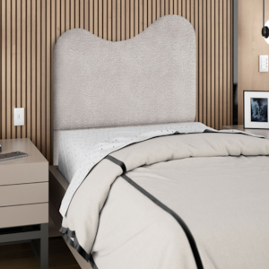 Cabeceira Solteiro 90 cm Selena Com Frame Linho Cinza Claro Artte