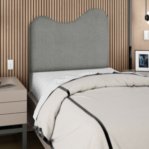 Cabeceira Solteiro 90 cm Selena Com Frame Linho Cinza Escuro Artte