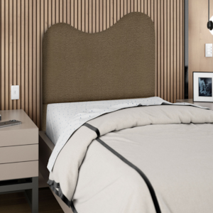 Cabeceira Solteiro 90 cm Selena Com Frame Linho Marrom Artte