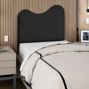 Cabeceira Solteiro 90 cm Selena Com Frame Linho Preto Artte