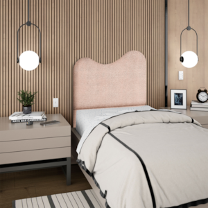 Cabeceira Solteiro 90 cm Selena Com Frame Linho Rose Artte