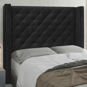 Cabeceira Solteiro 90 cm Vicenza Suede Preto Ezz Milani Store