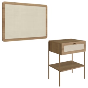 Cabeceira Solteiro e Mesa Cabeceira Palinha 28975 Hanover Dourado Artesano