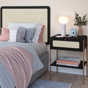 Cabeceira Solteiro e Mesa Cabeceira Palinha 28975 Nero Dourado Artesano