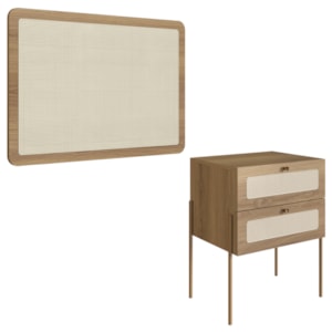 Cabeceira Solteiro e Mesa Cabeceira Palinha 28976 Hanover Dourado Artesano