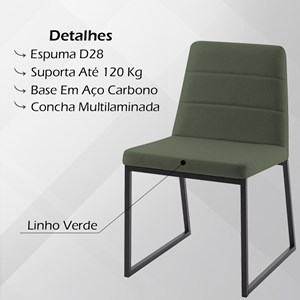 Cadeira Decorativa Base Aço Preto F36 Linho Verde Dmobiliario