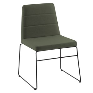 Cadeira Decorativa Base Aço Preto F40 Linho Verde Dmobiliario