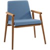 Cadeira Decorativa Base Madeira F56 Linho Azul Jeans Dmobiliario