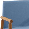 Cadeira Decorativa Base Madeira F56 Linho Azul Jeans Dmobiliario