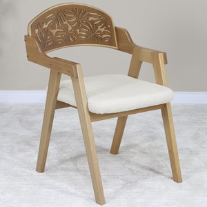 Cadeira Decorativa Com Braço Pes Madeira Amendoa Royal Nacc