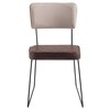 Cadeira Decorativa Pes Preto F53X1 Corano Marrom Linho Bege Dmobiliario